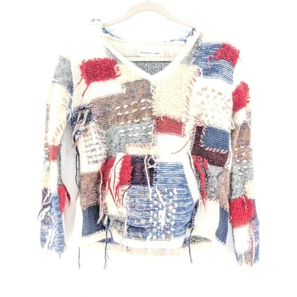 Artisan de Luxe Anthropologie Knit Patchwork Pullover Hoodie Sweater Size S/M - Picture 1 of 6